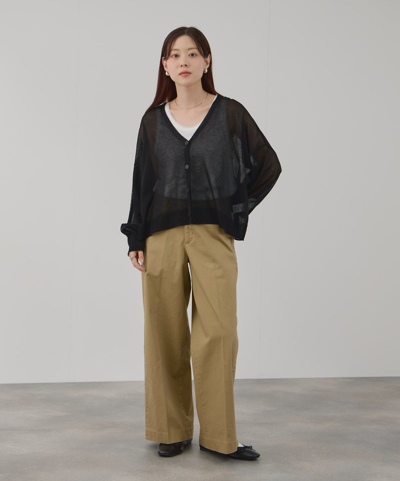 Free Nature 光沢シアーVネックショートカーディガン レディース商品画像-15