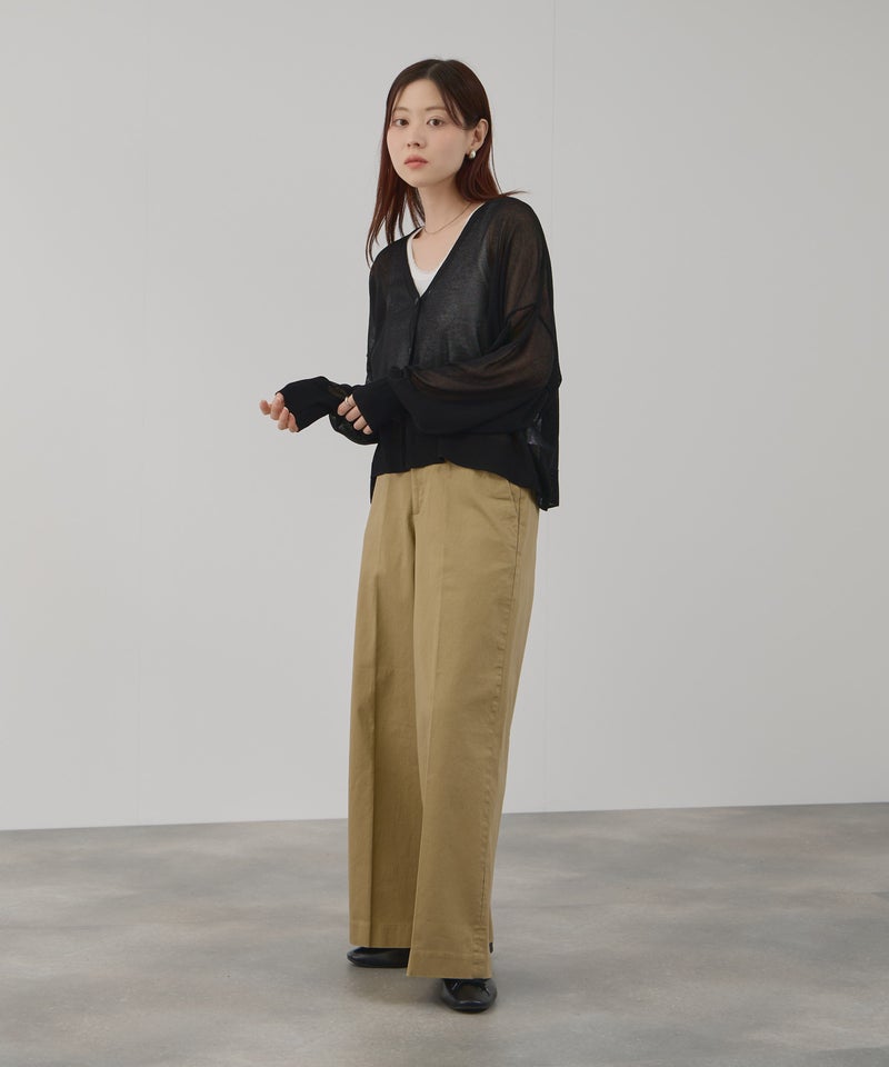 Free Nature 光沢シアーVネックショートカーディガン レディース商品画像-16