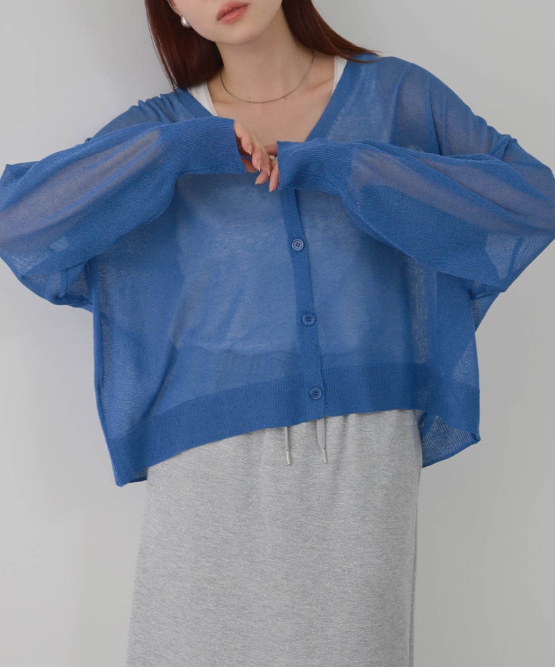 Free Nature 光沢シアーVネックショートカーディガン レディース商品画像-17
