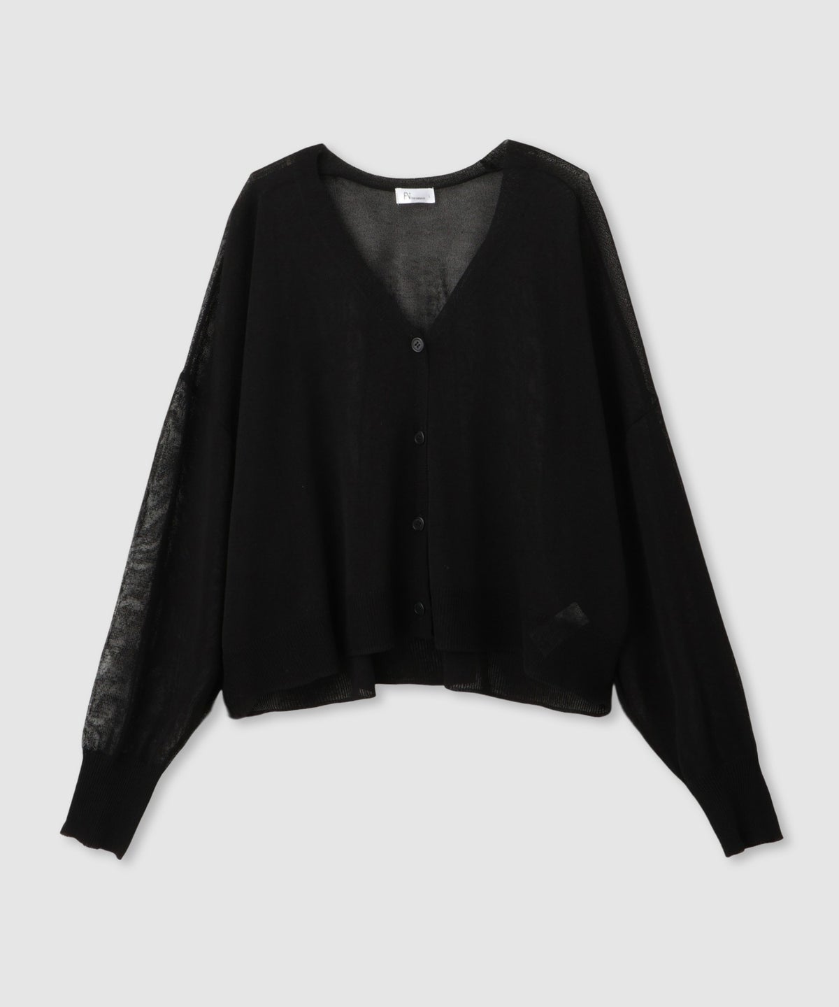 Free Nature 光沢シアーVネックショートカーディガン レディース