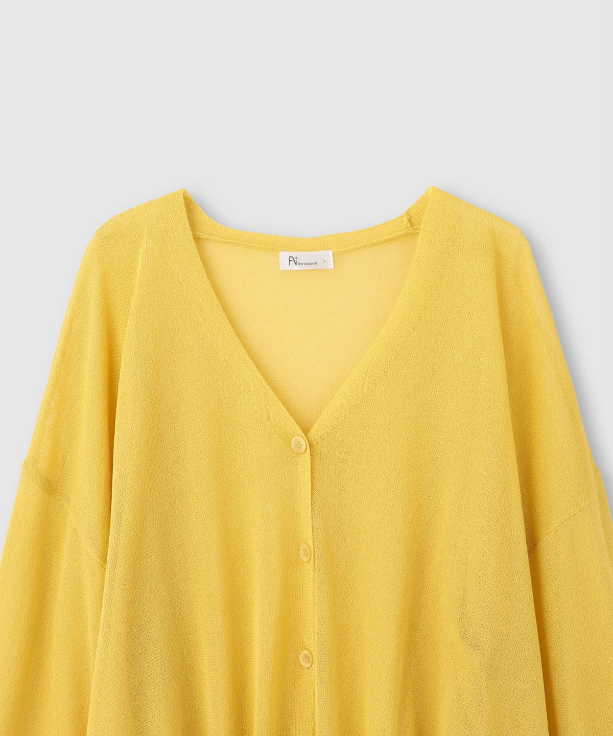 Free Nature 光沢シアーVネックショートカーディガン レディース