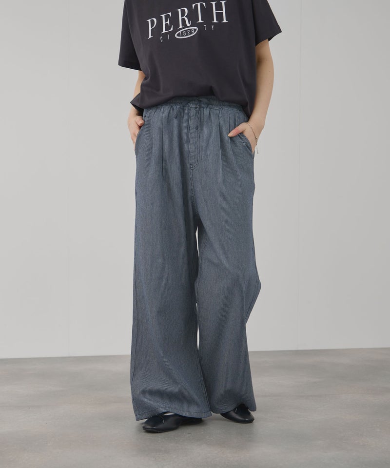 NAVY 毎日はきたくなるデニム「マイデニ」 シャンブレーダブルタックワイドパンツ レディース商品画像-5