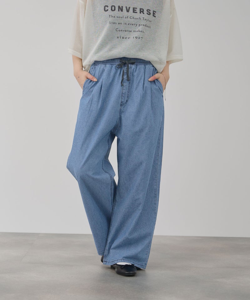 NAVY 毎日はきたくなるデニム「マイデニ」 シャンブレーダブルタックワイドパンツ レディース商品画像-13