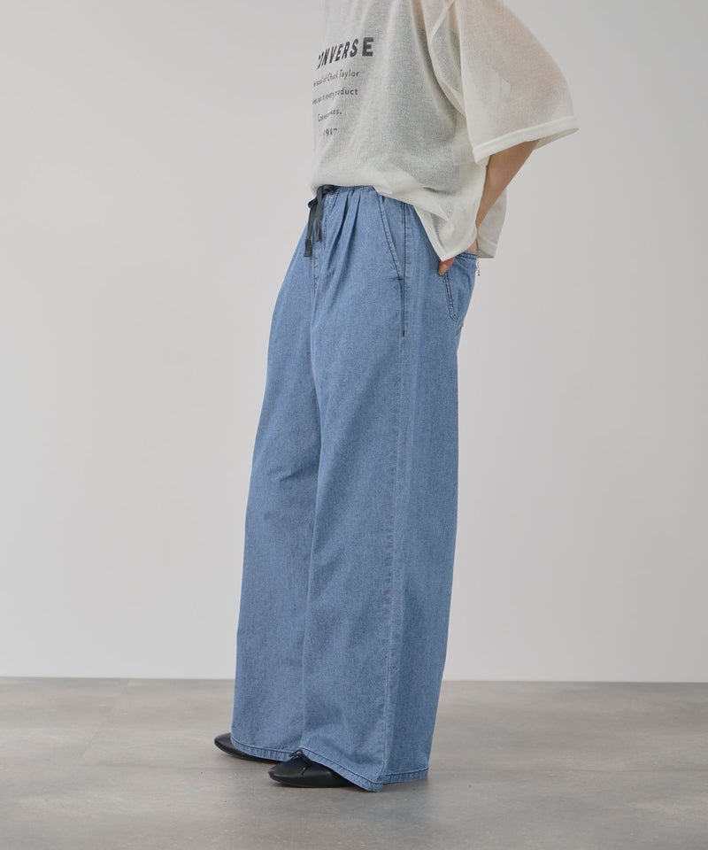 NAVY 毎日はきたくなるデニム「マイデニ」 シャンブレーダブルタックワイドパンツ レディース商品画像-14