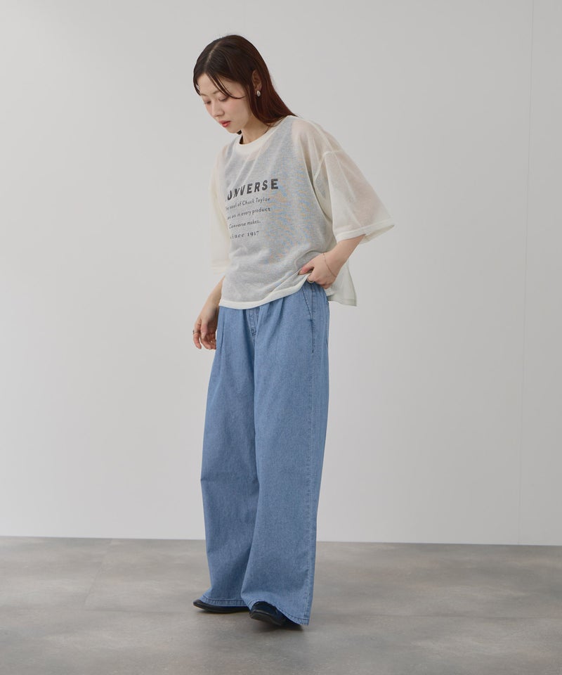 NAVY 毎日はきたくなるデニム「マイデニ」 シャンブレーダブルタックワイドパンツ レディース商品画像-15