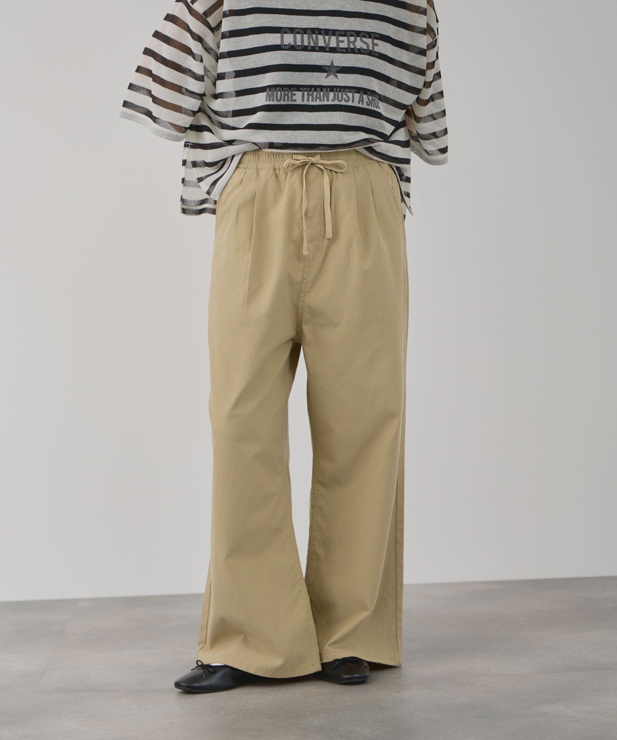 NAVY 毎日はきたくなるデニム「マイデニ」 シャンブレーダブルタックワイドパンツ レディース