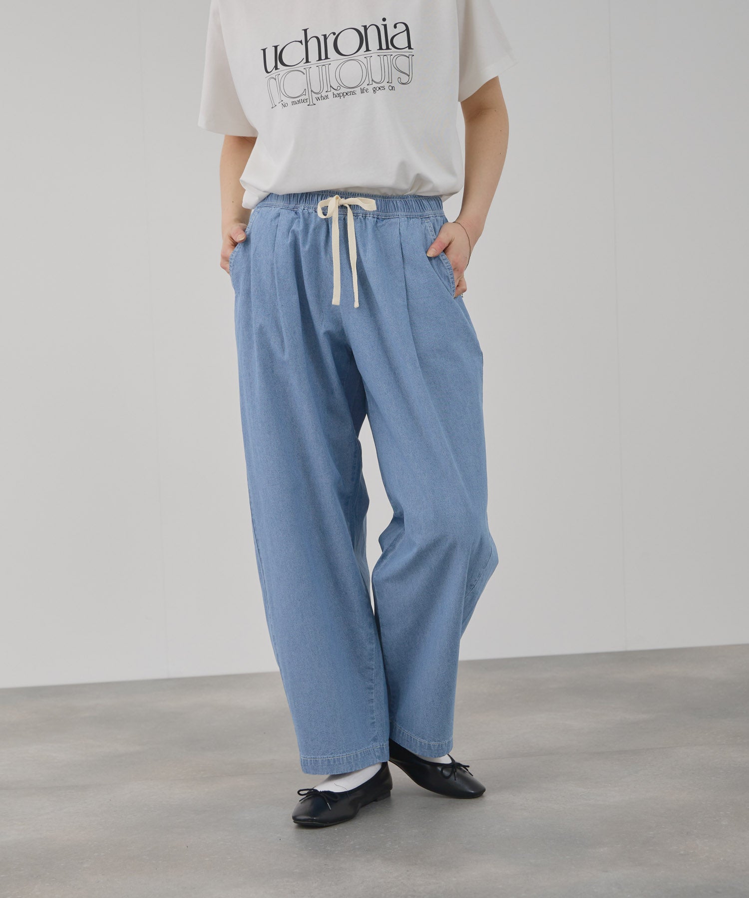 NAVY 毎日はきたくなるデニム「マイデニ」 シャンブレーカーブパンツ