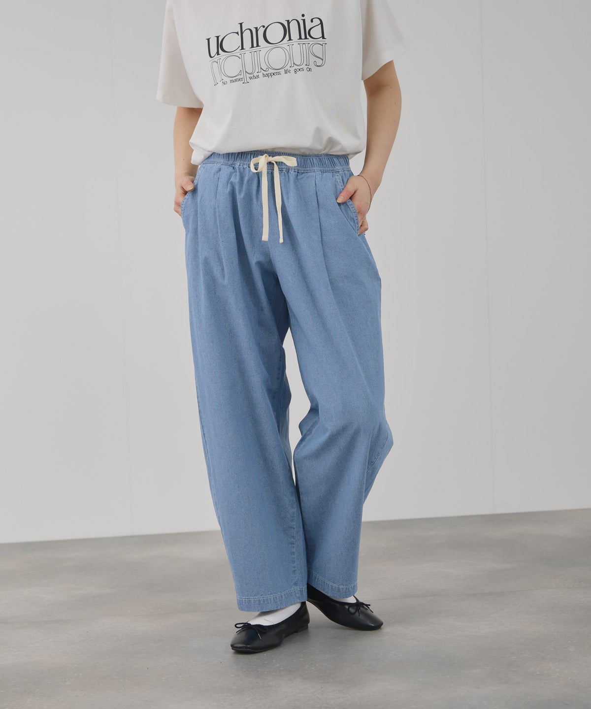 NAVY 毎日はきたくなるデニム「マイデニ」 シャンブレーカーブパンツ レディース