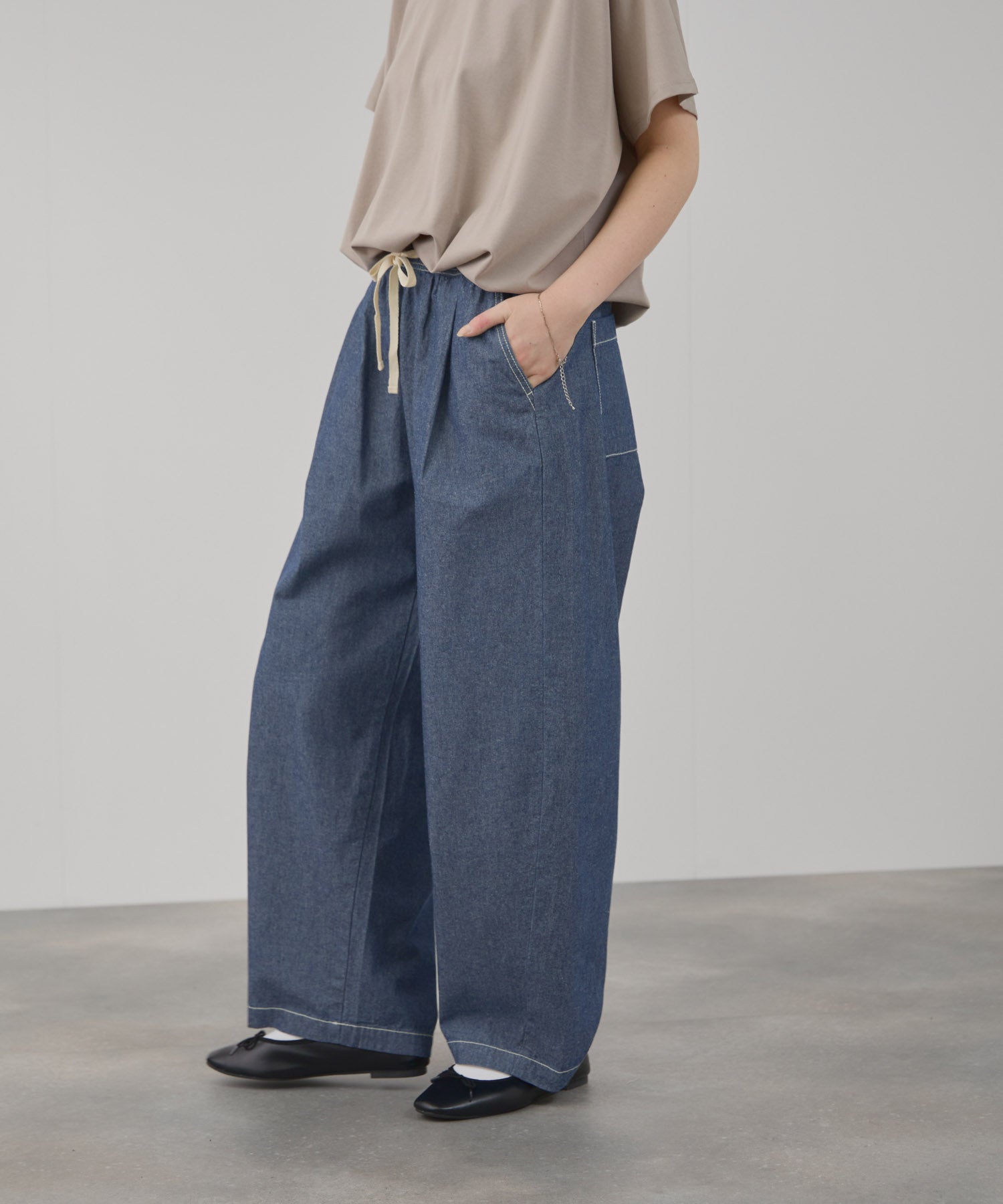 NAVY 毎日はきたくなるデニム「マイデニ」 シャンブレーカーブパンツ