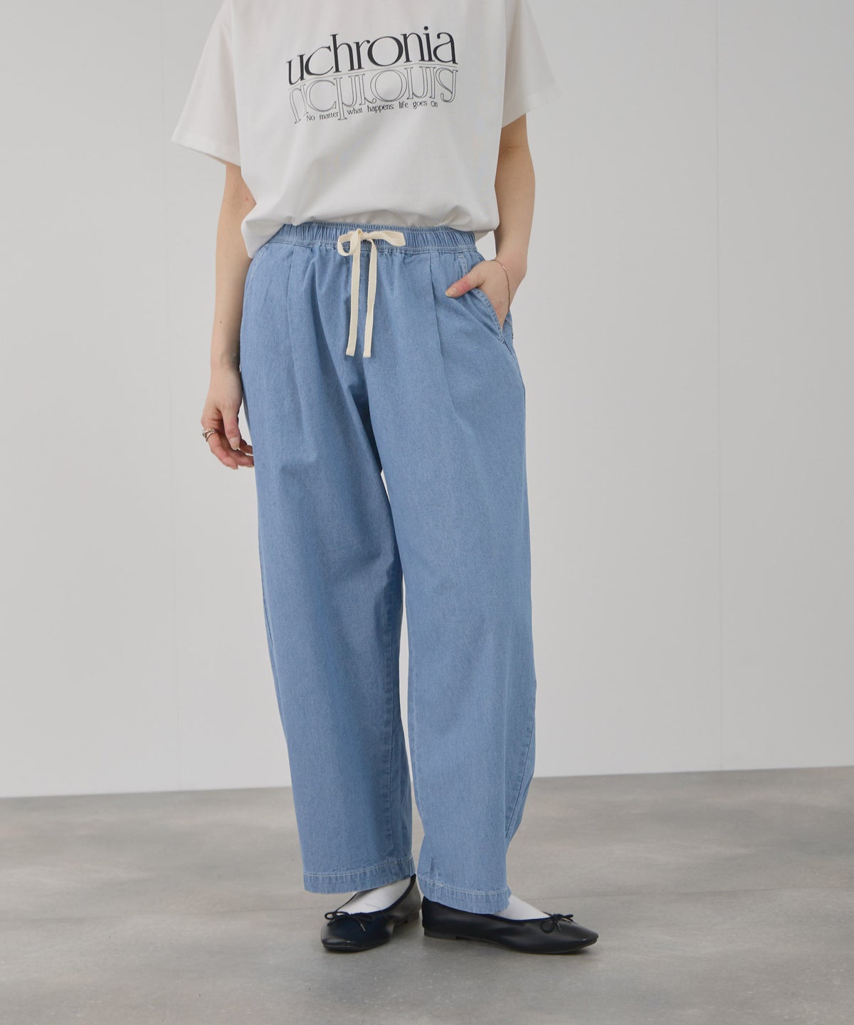 NAVY 毎日はきたくなるデニム「マイデニ」 シャンブレーカーブパンツ レディース