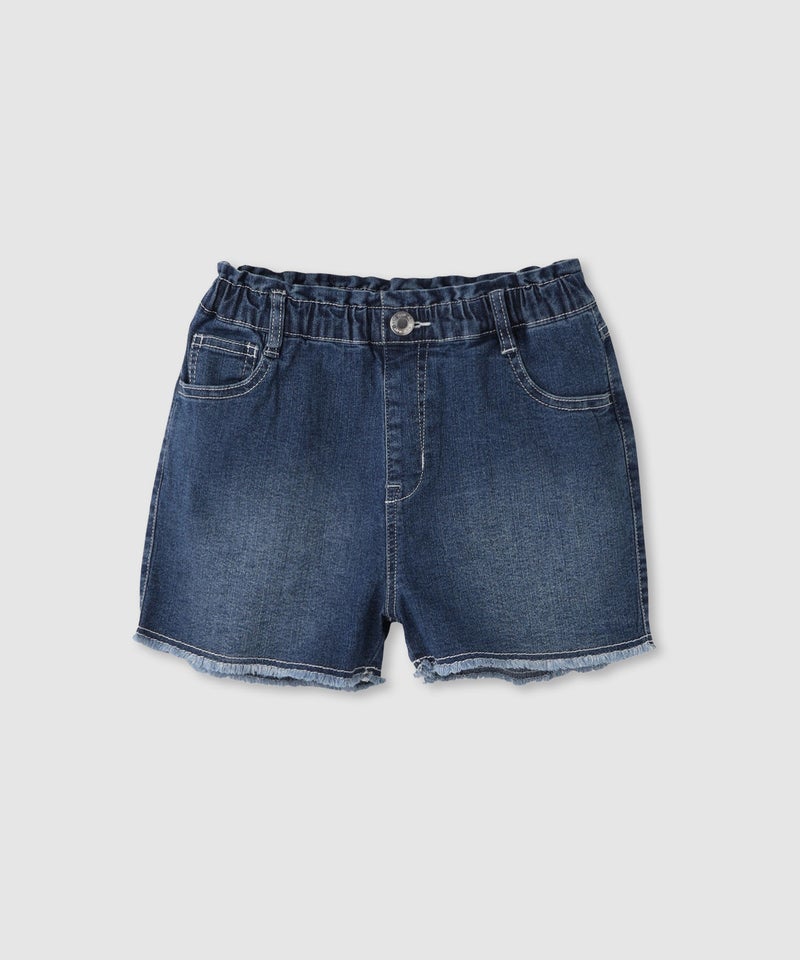 NAVY  ストレッチデニム フリンジショートパンツ キッズ商品画像-1