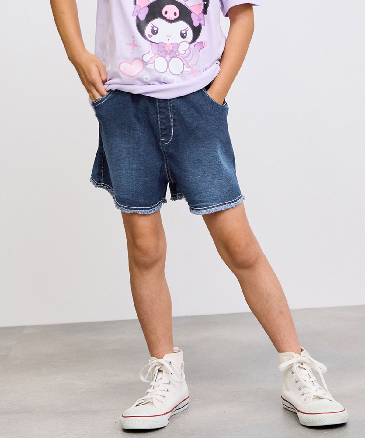 NAVY ストレッチデニム フリンジショートパンツ キッズ