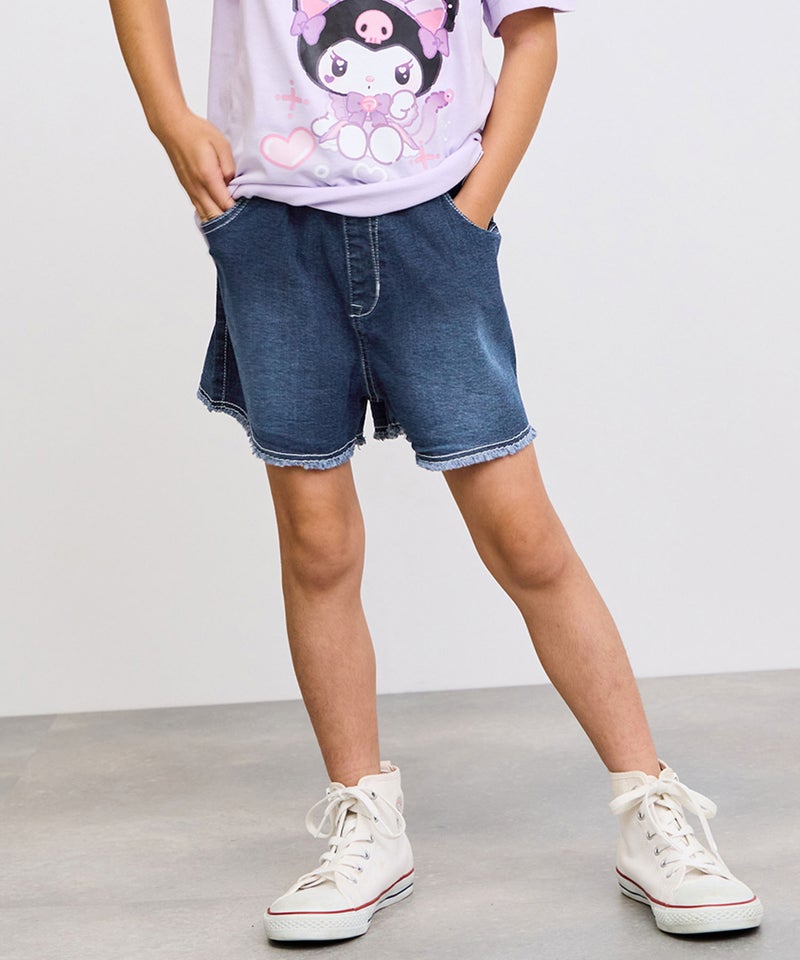 [期間限定価格]NAVY  ストレッチデニム フリンジショートパンツ キッズ商品画像-1