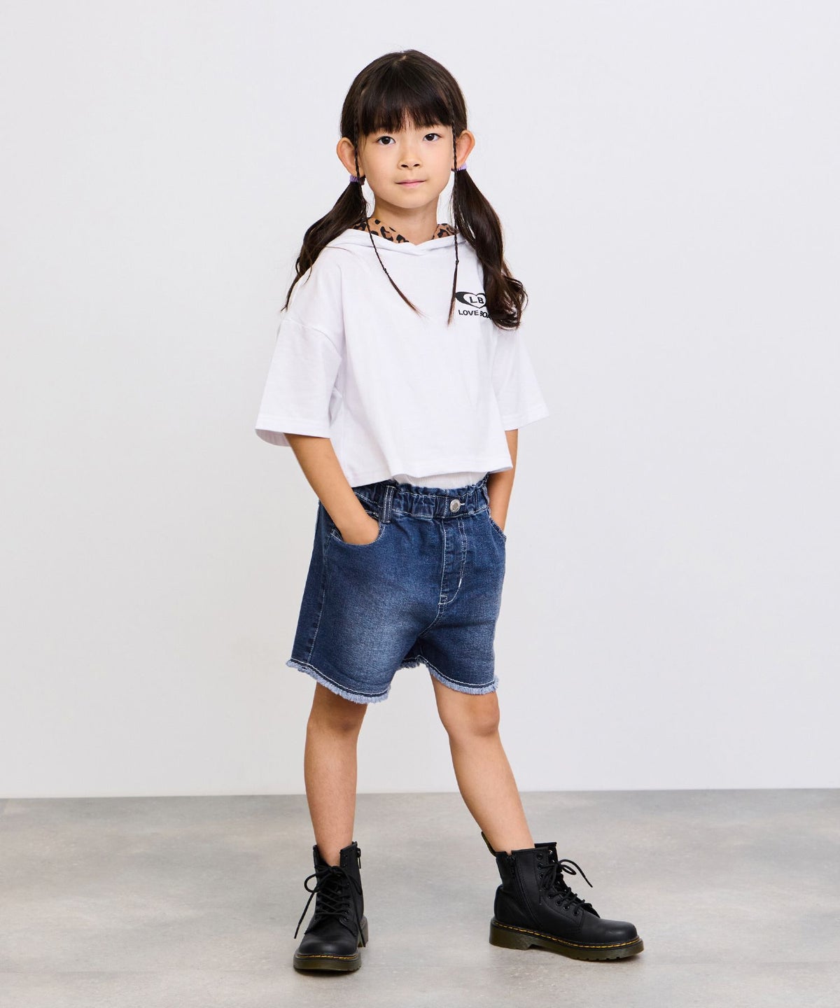 NAVY ストレッチデニム フリンジショートパンツ キッズ
