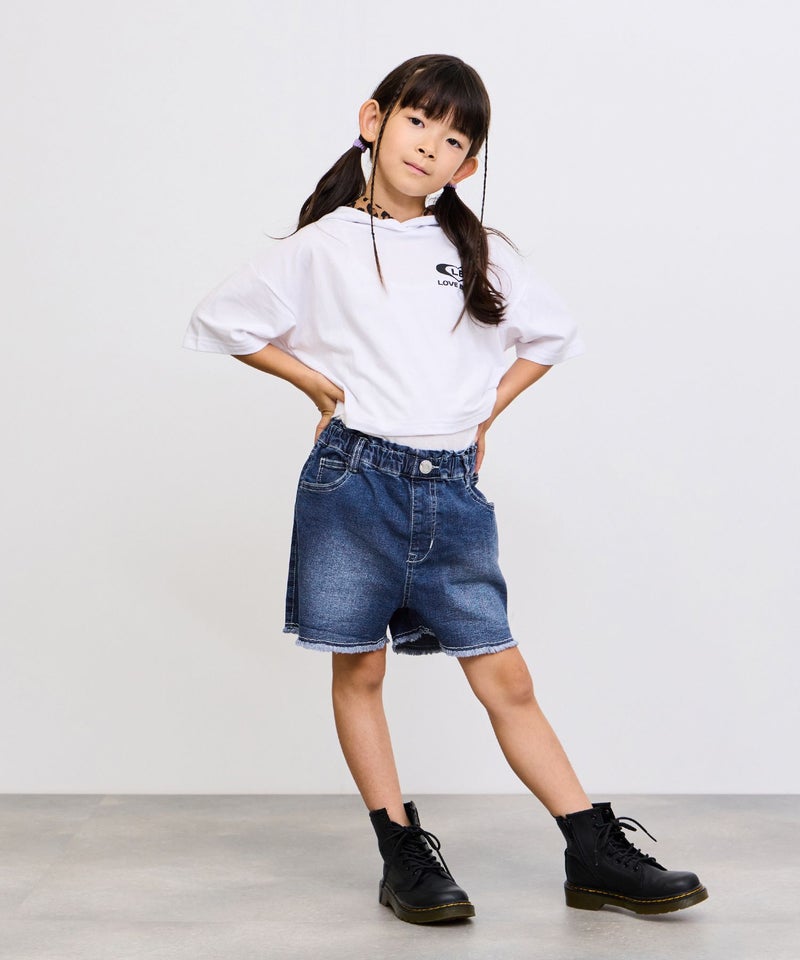 [期間限定価格]NAVY  ストレッチデニム フリンジショートパンツ キッズ商品画像-12