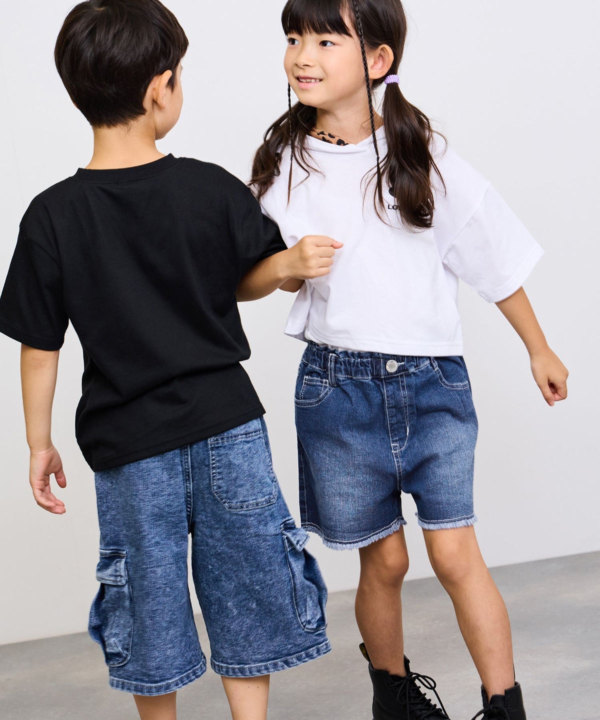 NAVY ストレッチデニム フリンジショートパンツ キッズ