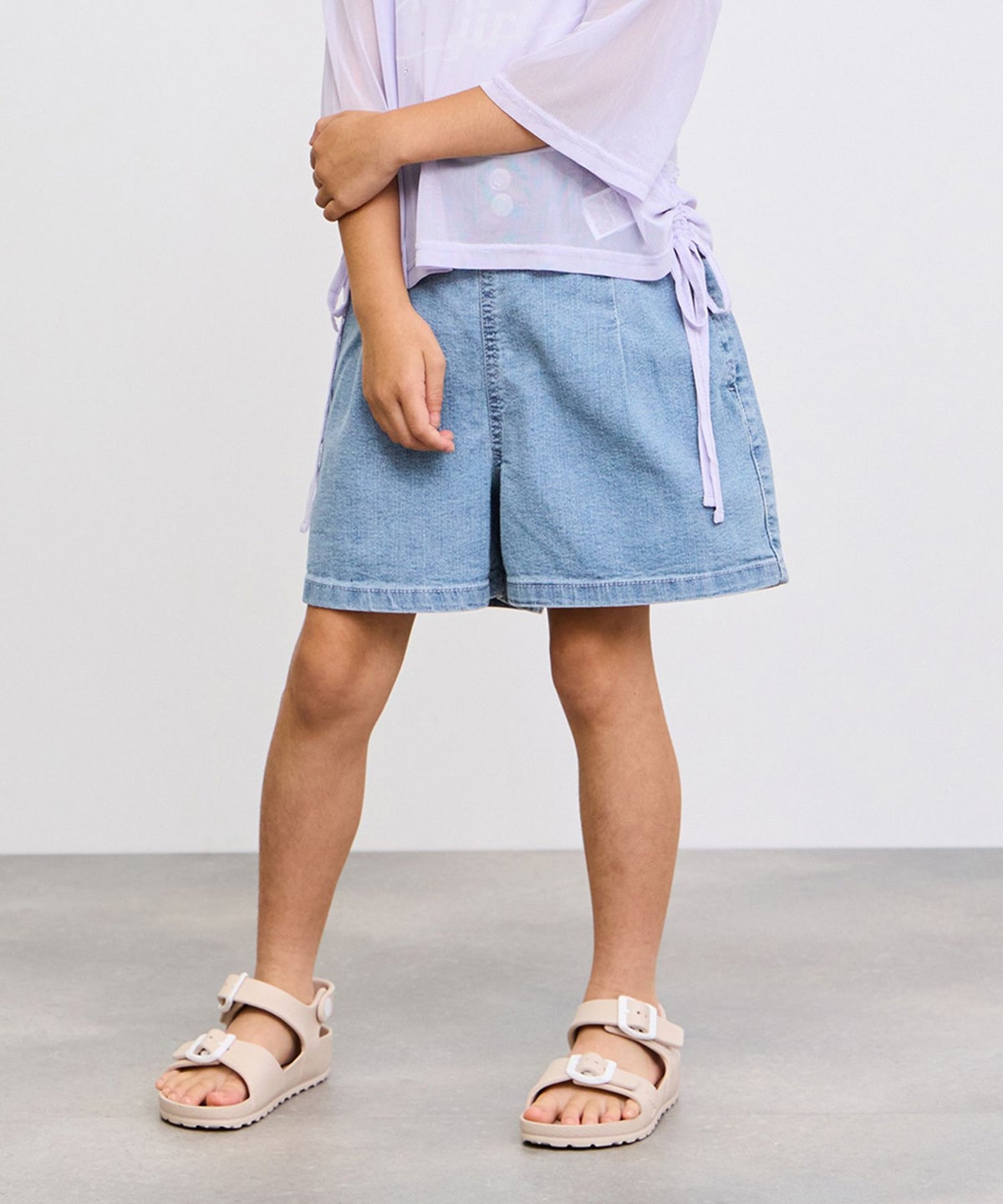 NAVY ストレッチデニム ハイウエストショートパンツ キッズ