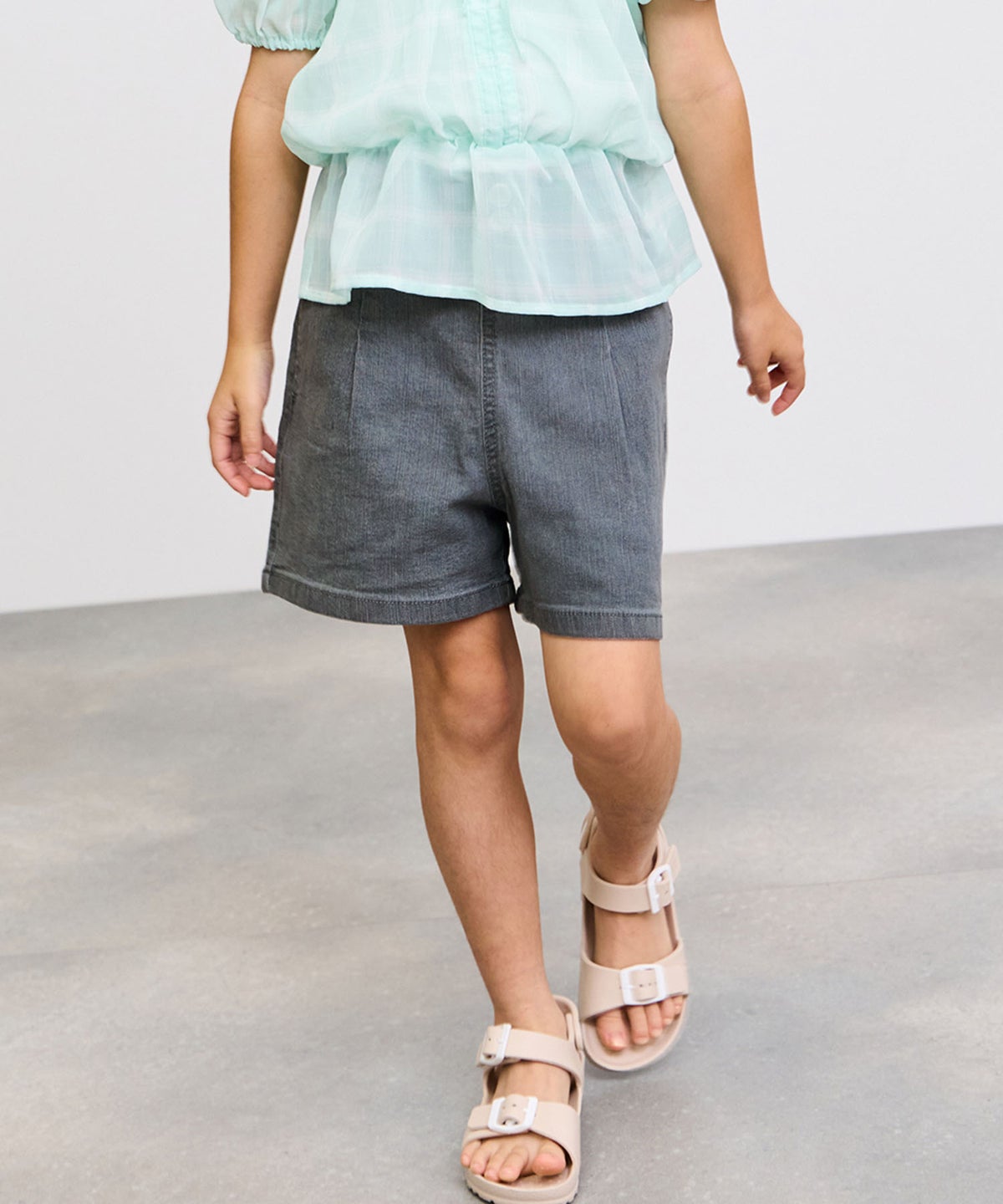 NAVY ストレッチデニム ハイウエストショートパンツ キッズ