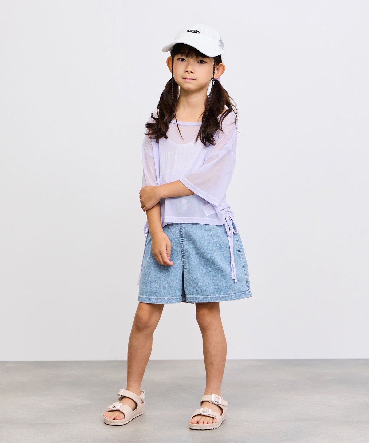 NAVY ストレッチデニム ハイウエストショートパンツ キッズ