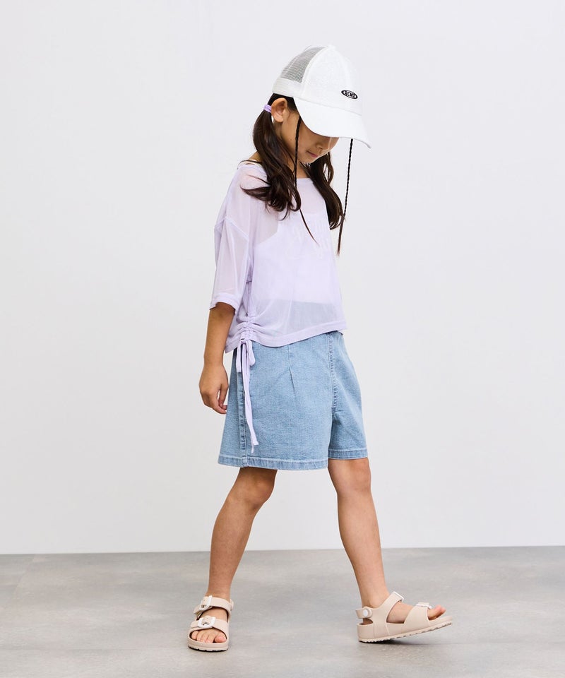 NAVY ストレッチデニム ハイウエストショートパンツ キッズ商品画像-4