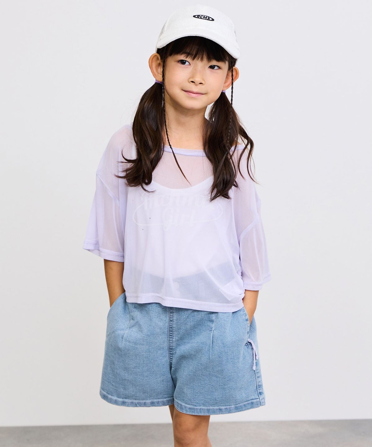 NAVY ストレッチデニム ハイウエストショートパンツ キッズ