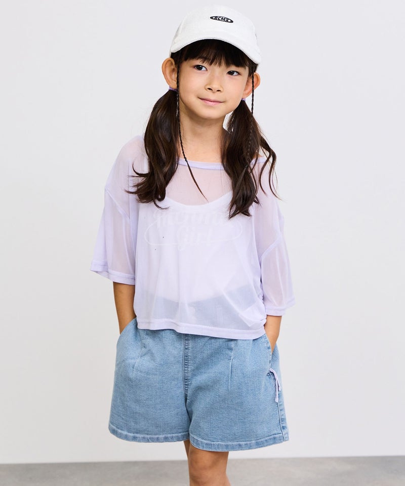 NAVY ストレッチデニム ハイウエストショートパンツ キッズ商品画像-6