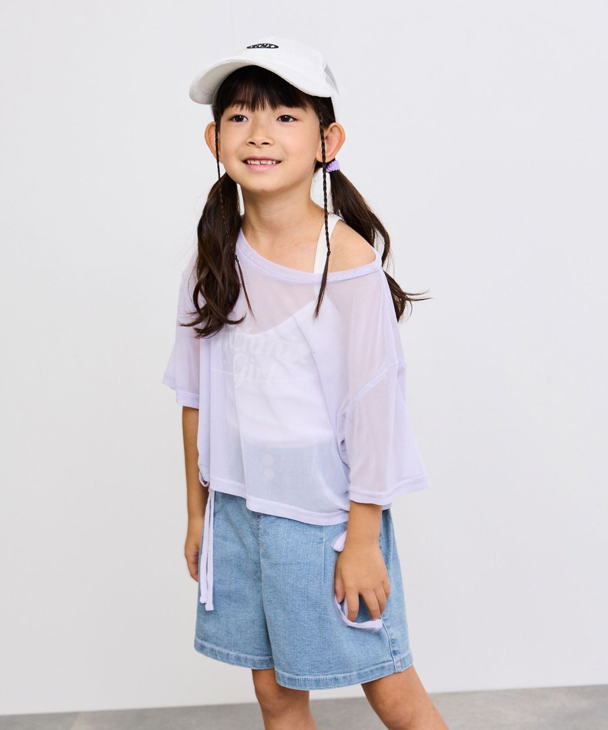 NAVY ストレッチデニム ハイウエストショートパンツ キッズ