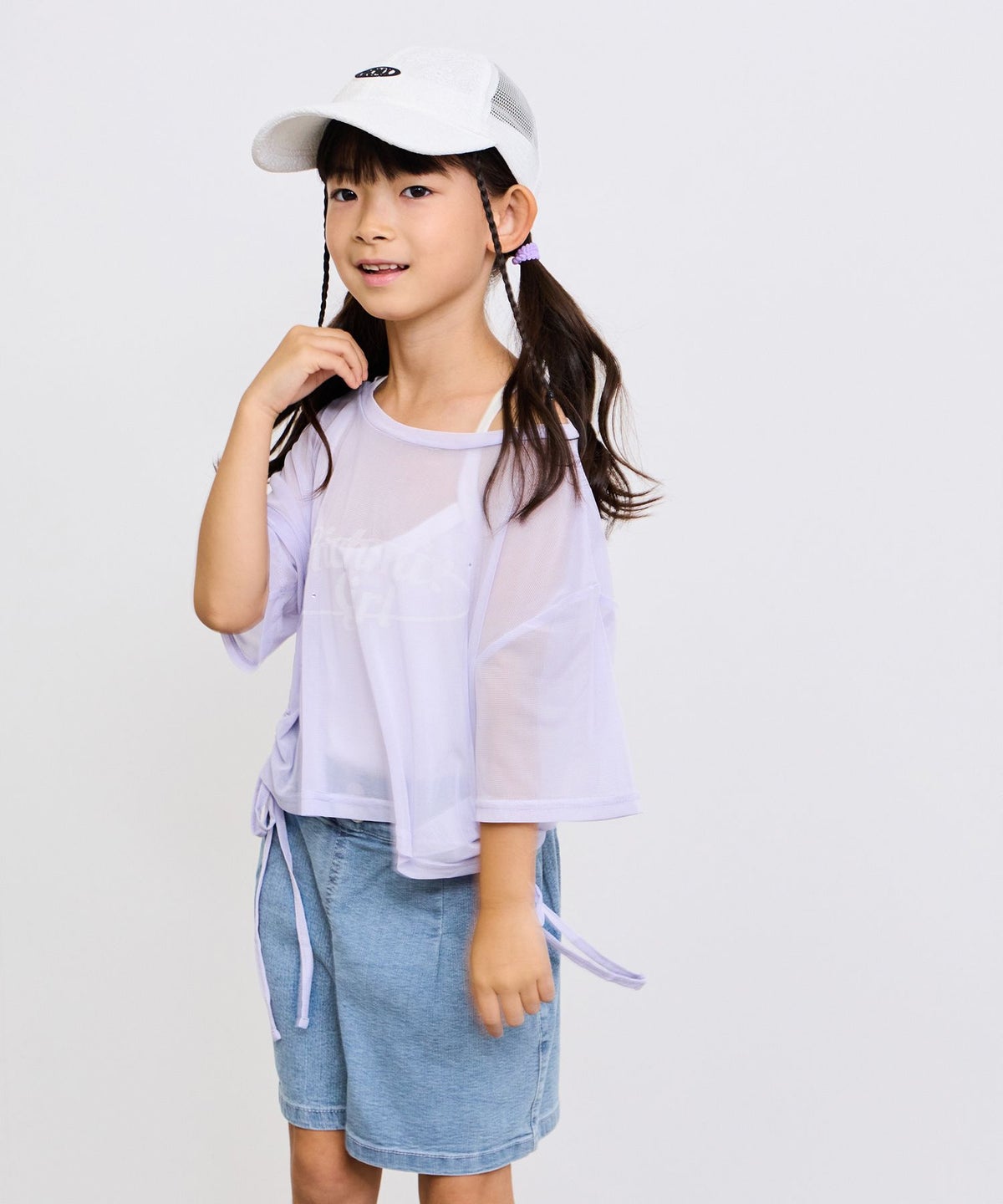 NAVY ストレッチデニム ハイウエストショートパンツ キッズ