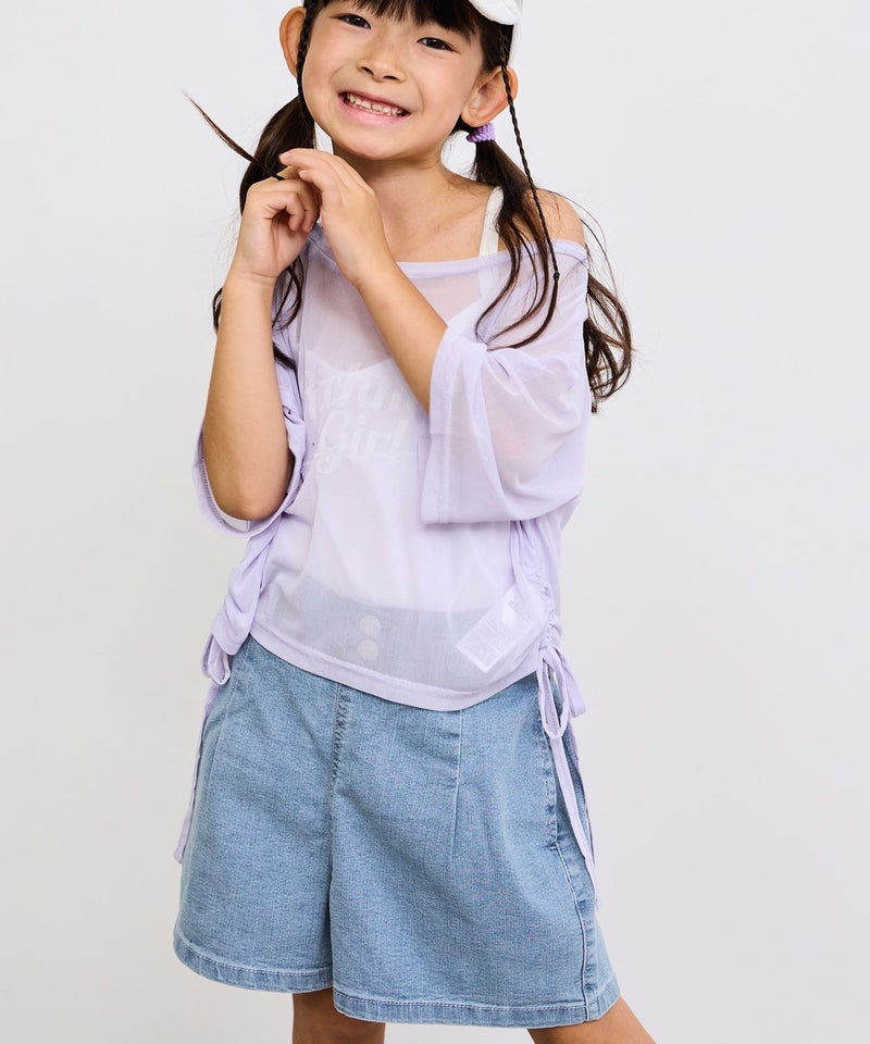 [期間限定価格]NAVY  ストレッチデニム ハイウエストショートパンツ キッズ商品画像-9