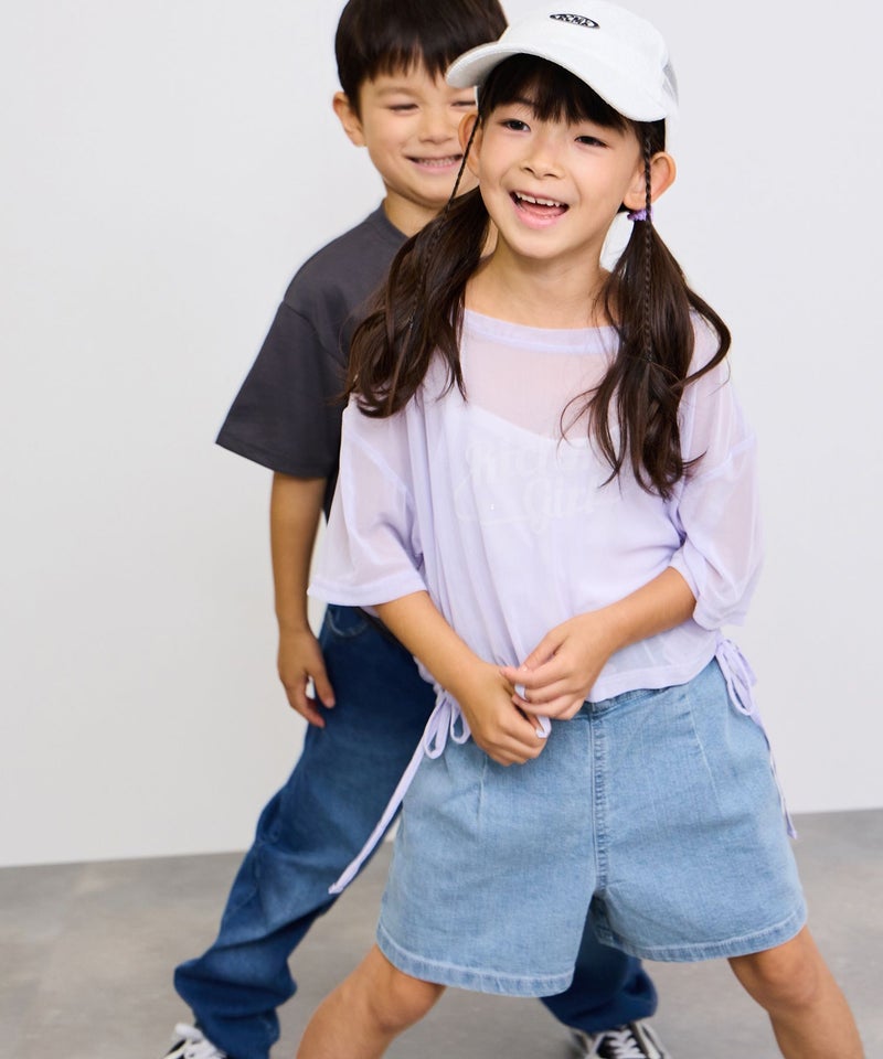 [期間限定価格]NAVY  ストレッチデニム ハイウエストショートパンツ キッズ商品画像-12