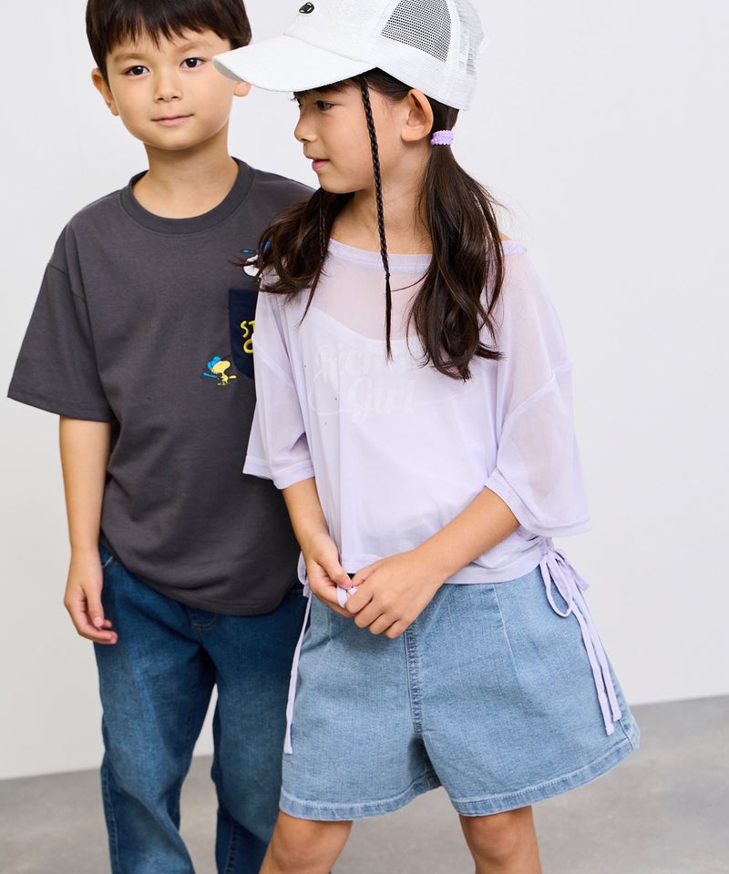 [期間限定価格]NAVY  ストレッチデニム ハイウエストショートパンツ キッズ商品画像-13