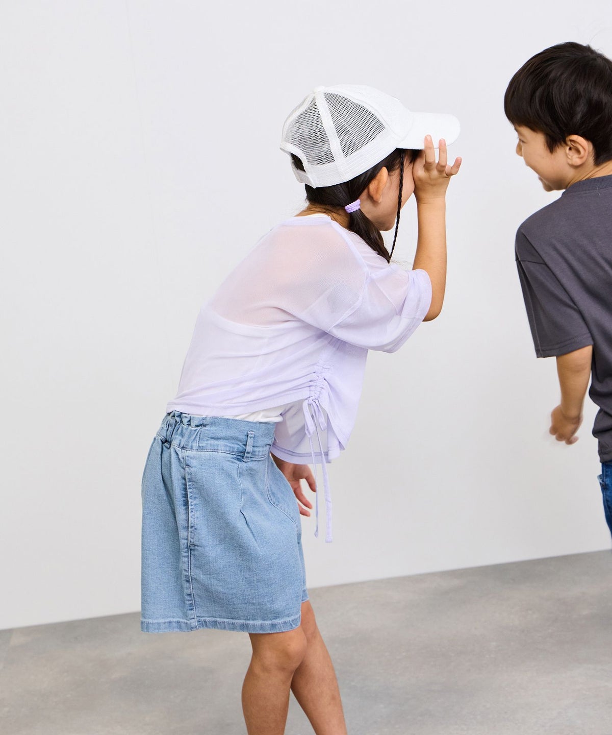 NAVY ストレッチデニム ハイウエストショートパンツ キッズ