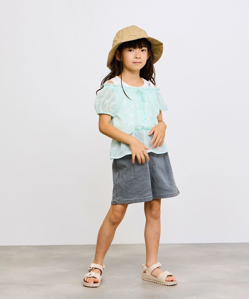 [期間限定価格]NAVY  ストレッチデニム ハイウエストショートパンツ キッズ商品画像-17
