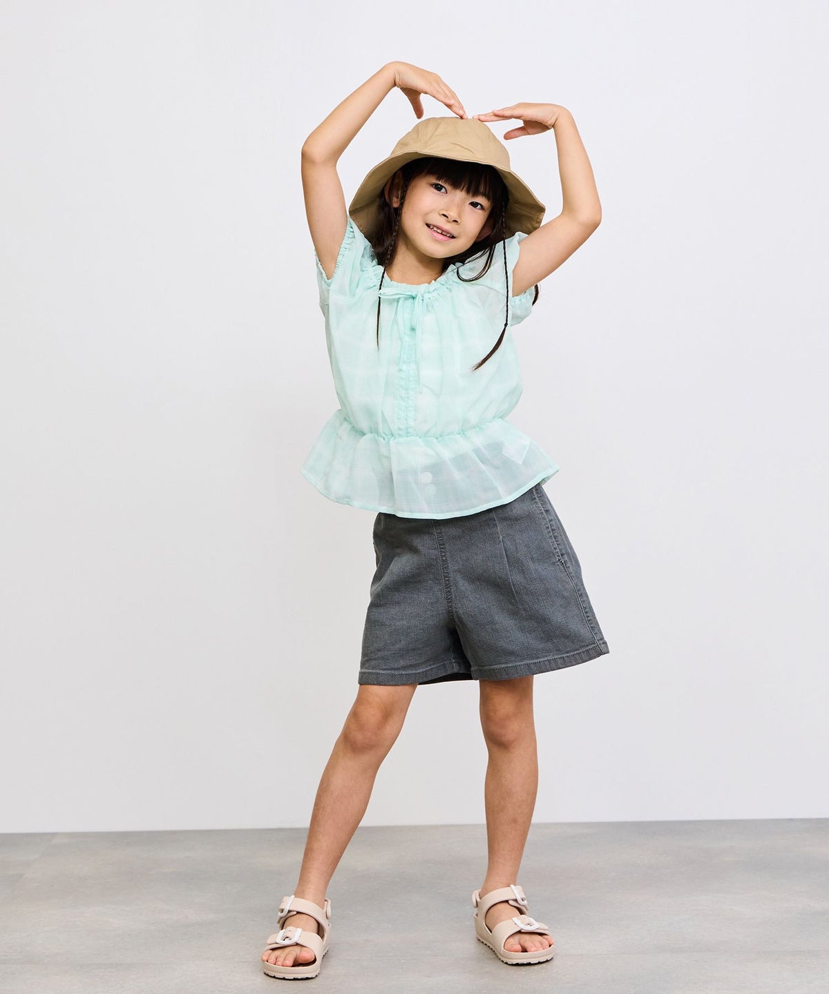 NAVY ストレッチデニム ハイウエストショートパンツ キッズ