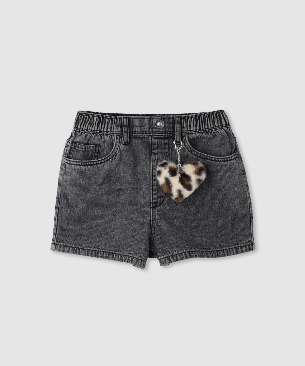 RICH MIX ケミカル加工 コットンデニムショートパンツ ハートチャーム付き キッズ