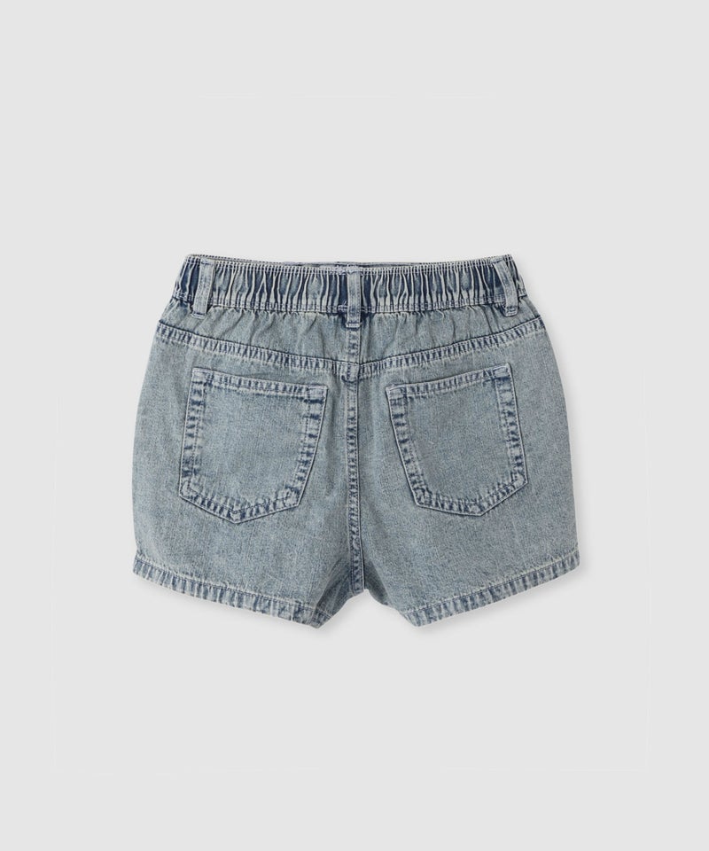 RICH MIX  ケミカル加工 コットンデニムショートパンツ ハートチャーム付き キッズ商品画像-3