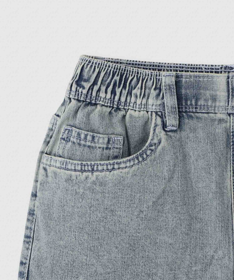 RICH MIX  ケミカル加工 コットンデニムショートパンツ ハートチャーム付き キッズ商品画像-5