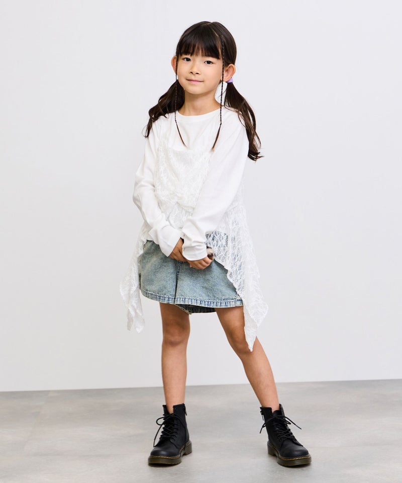 [期間限定価格]RICH MIX  ケミカル加工 コットンデニムショートパンツ ハートチャーム付き キッズ商品画像-8