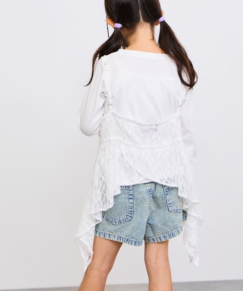 [期間限定価格]RICH MIX  ケミカル加工 コットンデニムショートパンツ ハートチャーム付き キッズ商品画像-13
