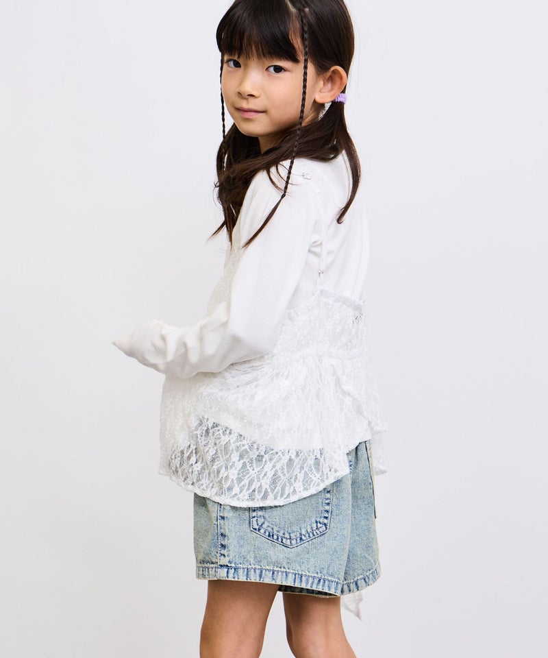 [期間限定価格]RICH MIX  ケミカル加工 コットンデニムショートパンツ ハートチャーム付き キッズ商品画像-14