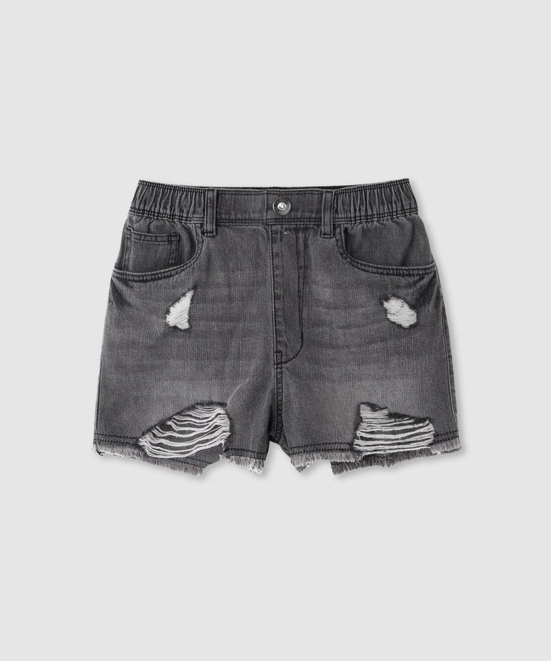 RICH MIX  ダメージ加工 裾フリンジコットンデニムショートパンツ キッズ商品画像-1