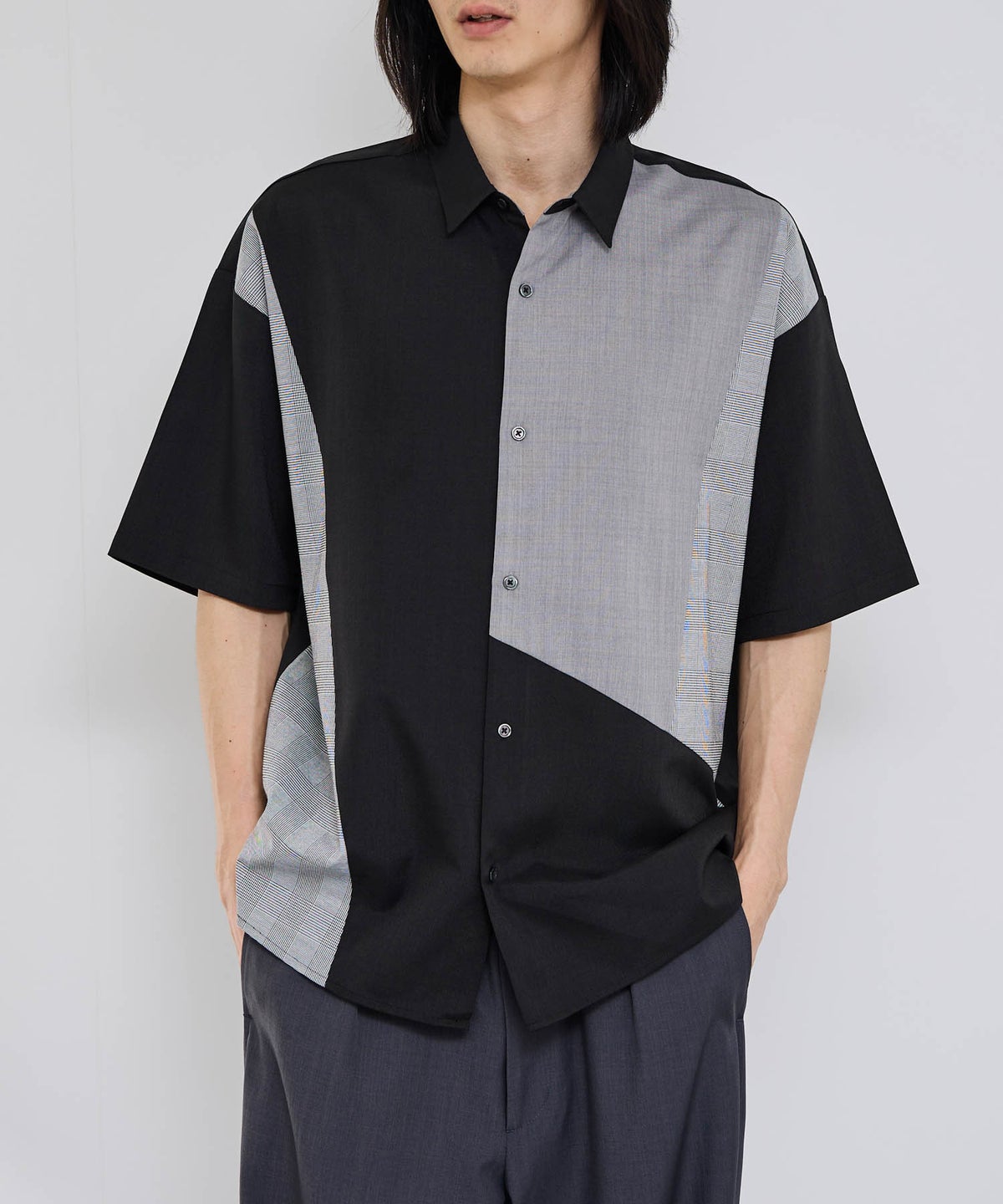 URBAN COLLECTION ポリトロ パネル切替レギュラーカラー半袖シャツ メンズ