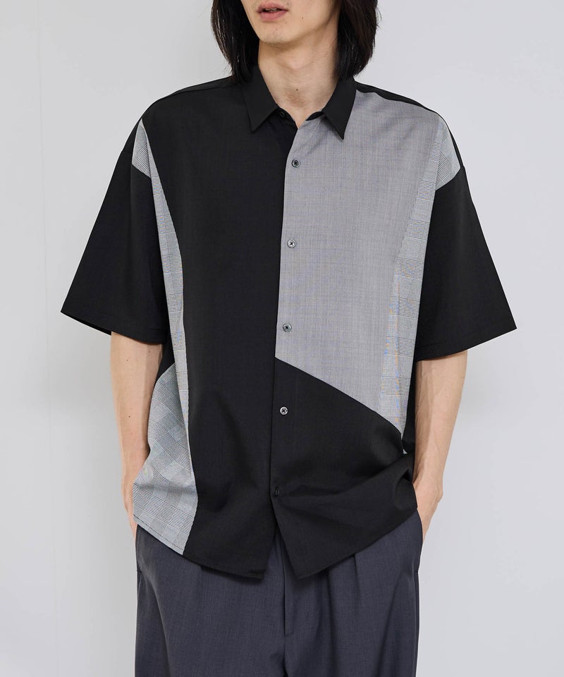 URBAN COLLECTION  ポリトロ パネル切替レギュラーカラー半袖シャツ メンズ商品画像-1