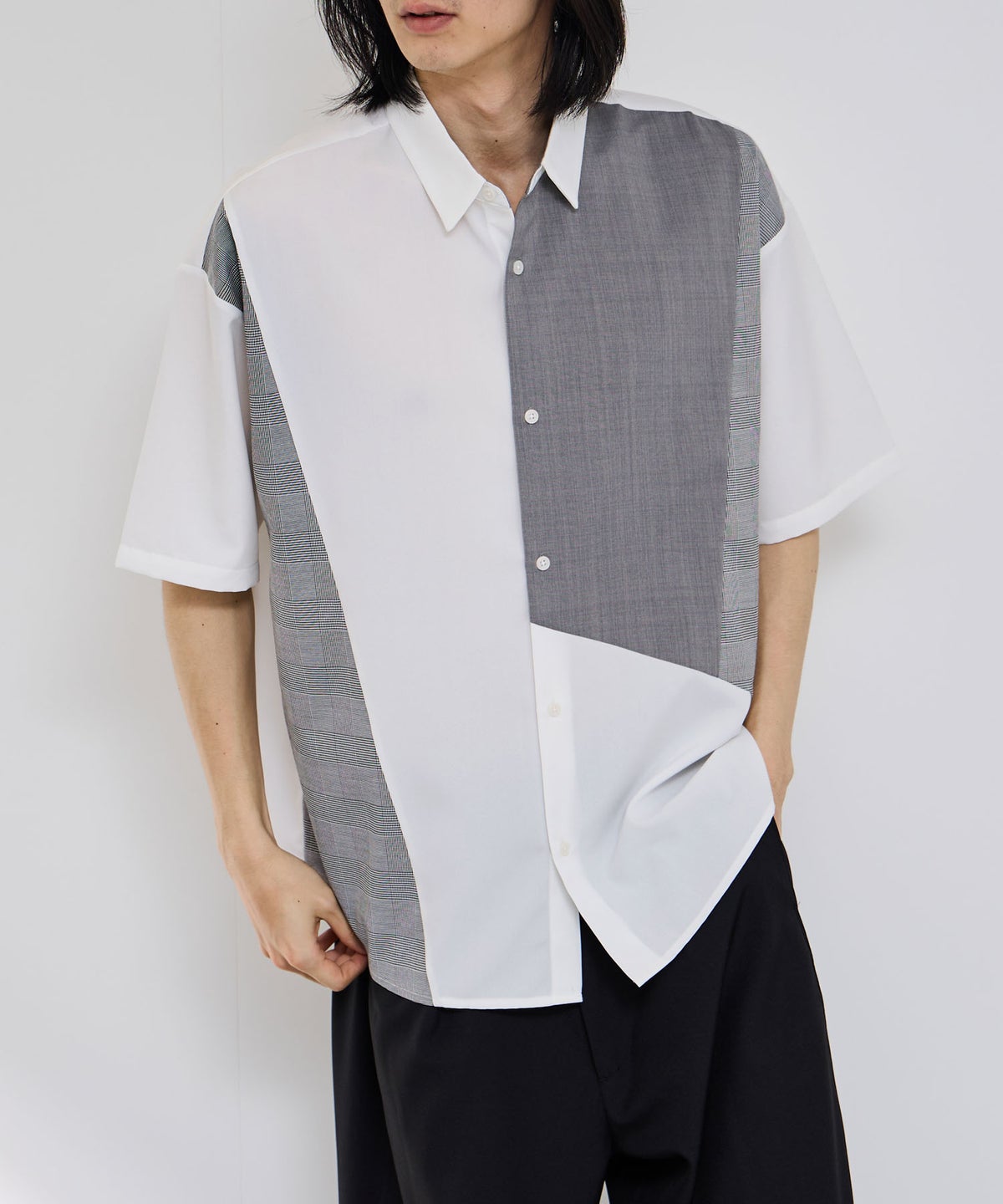 URBAN COLLECTION ポリトロ パネル切替レギュラーカラー半袖シャツ メンズ
