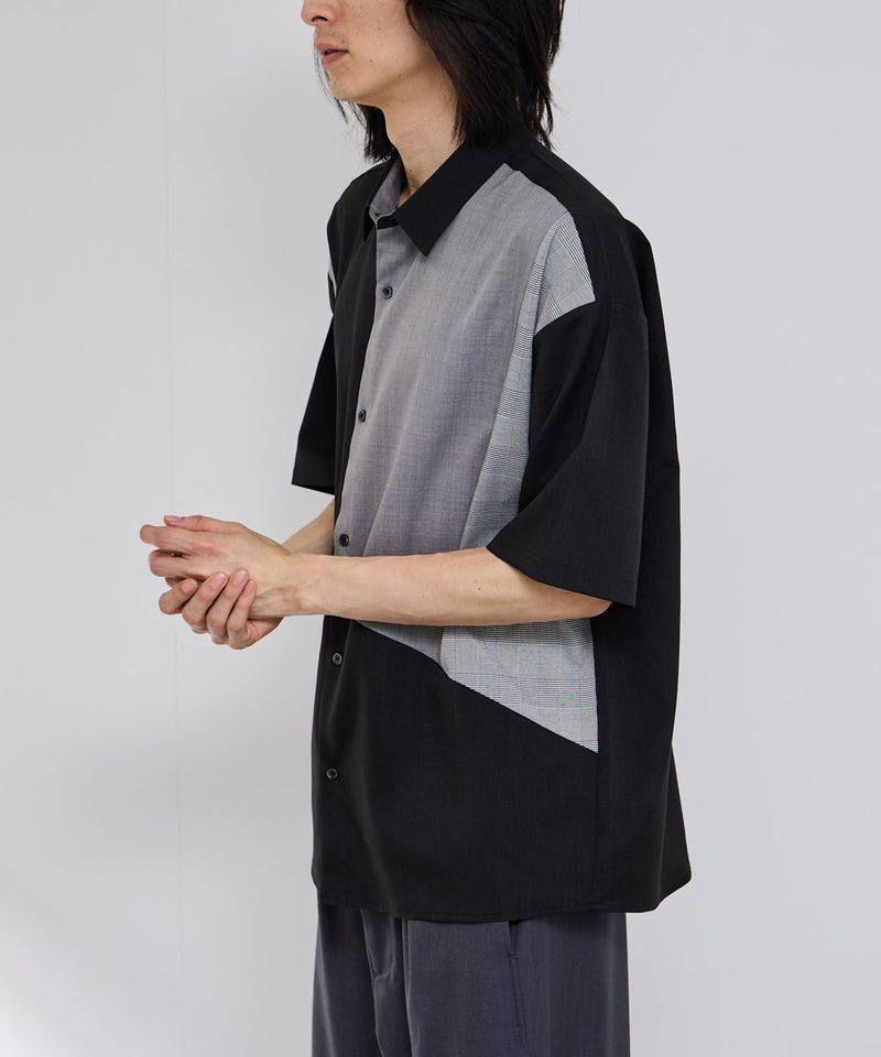 URBAN COLLECTION  ポリトロ パネル切替レギュラーカラー半袖シャツ メンズ商品画像-3