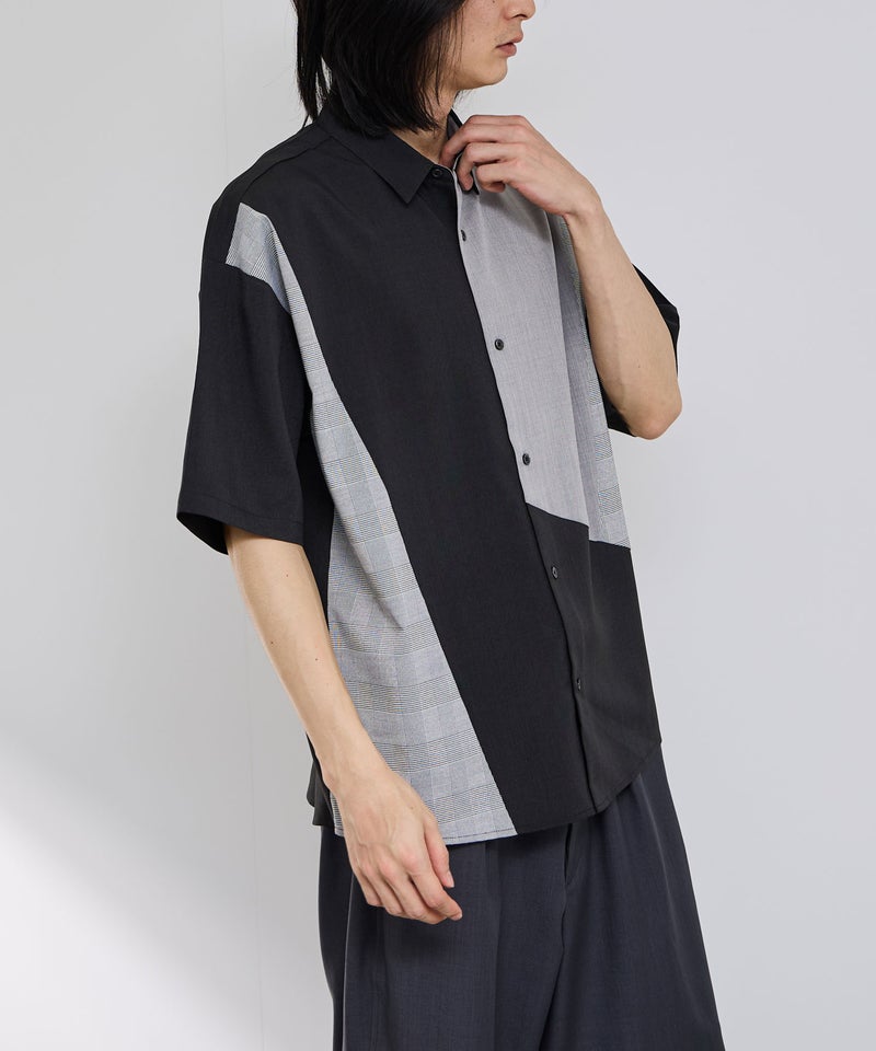 URBAN COLLECTION ポリトロ パネル切替レギュラーカラー半袖シャツ メンズ商品画像-4