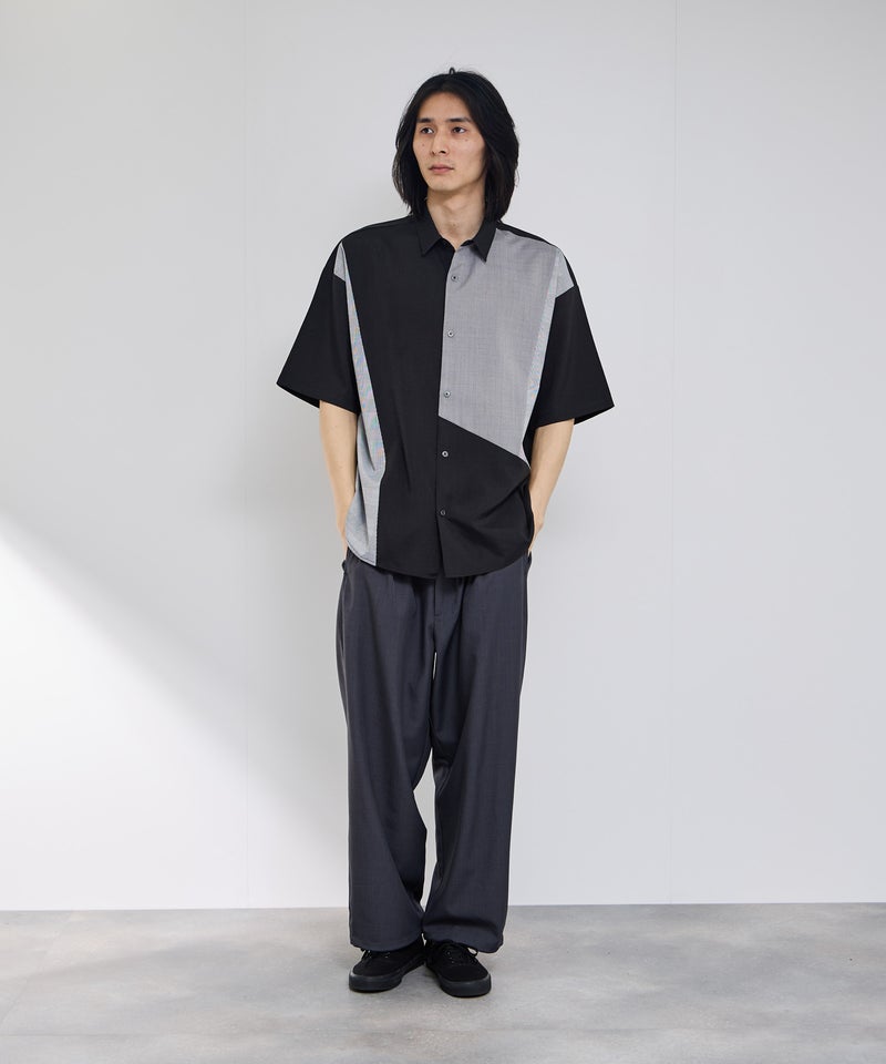 URBAN COLLECTION ポリトロ パネル切替レギュラーカラー半袖シャツ メンズ商品画像-5