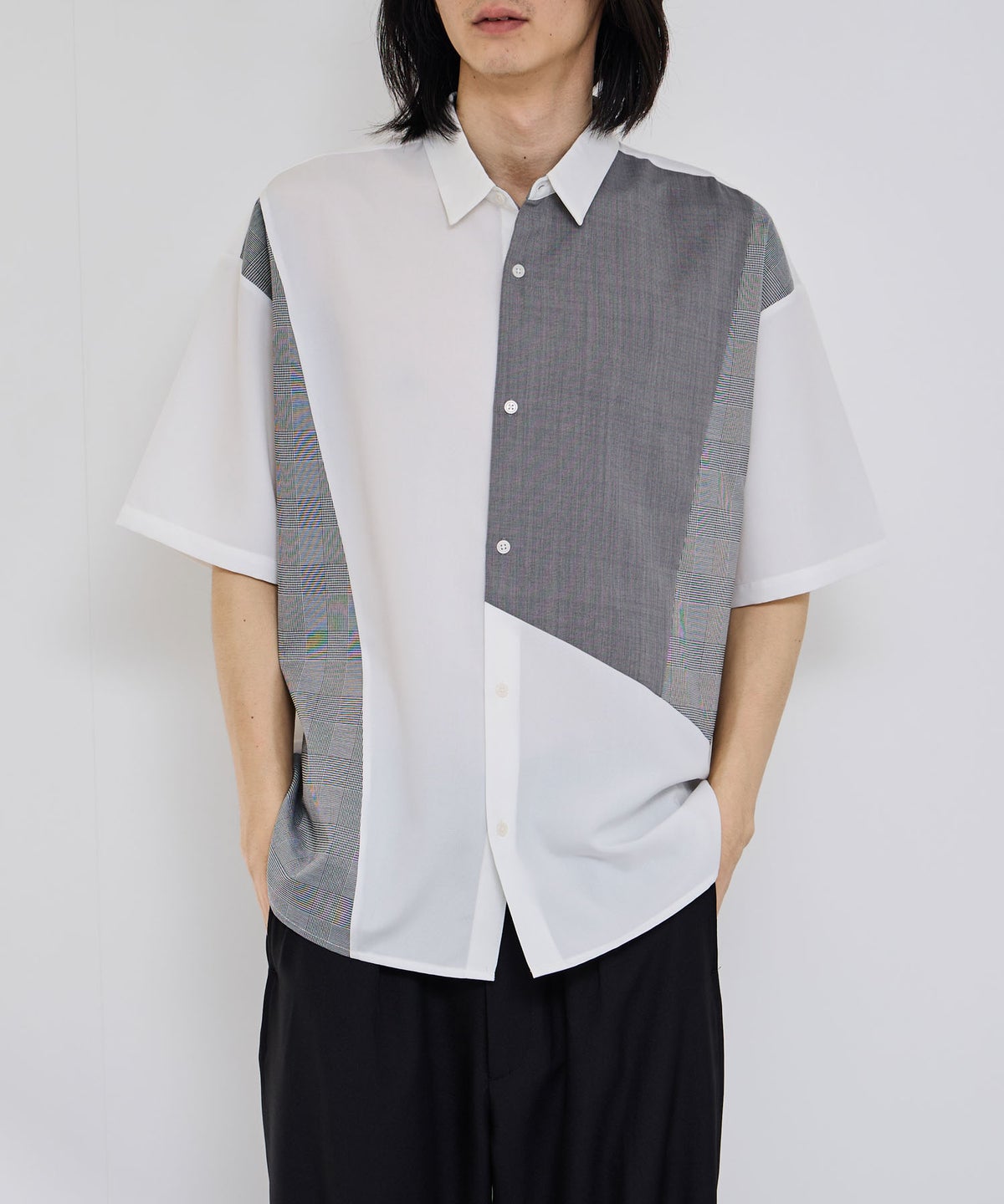 URBAN COLLECTION ポリトロ パネル切替レギュラーカラー半袖シャツ メンズ
