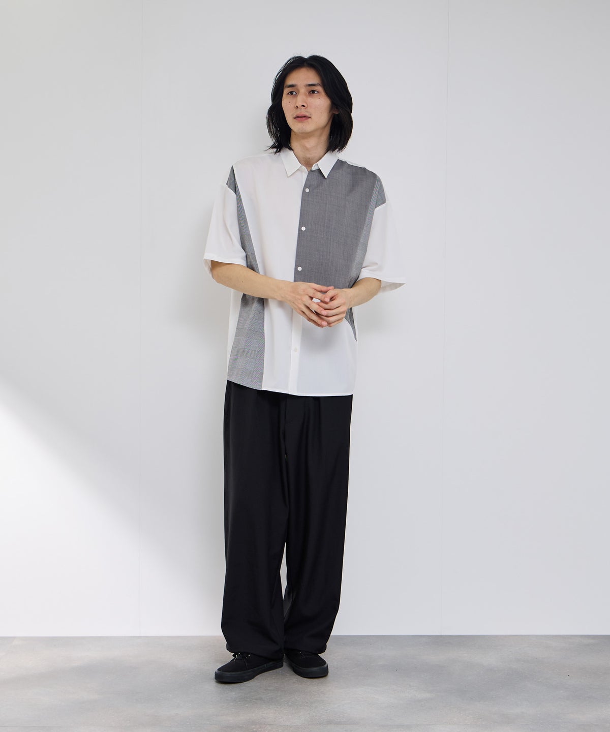 URBAN COLLECTION ポリトロ パネル切替レギュラーカラー半袖シャツ メンズ