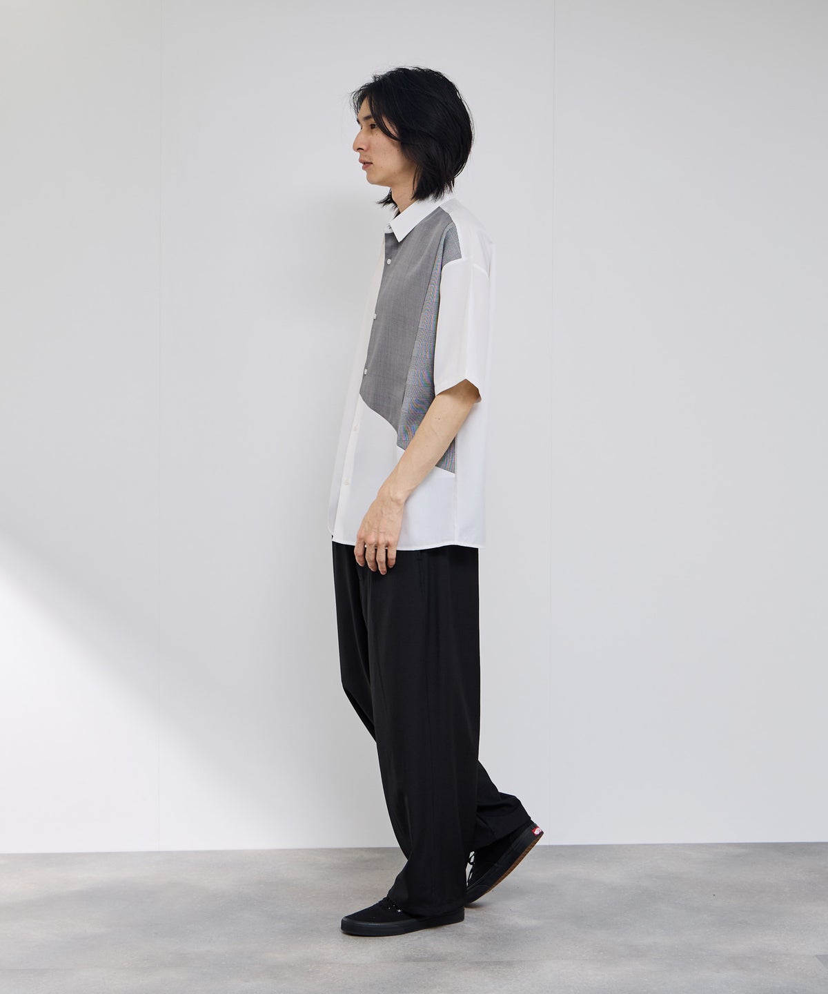 URBAN COLLECTION ポリトロ パネル切替レギュラーカラー半袖シャツ メンズ